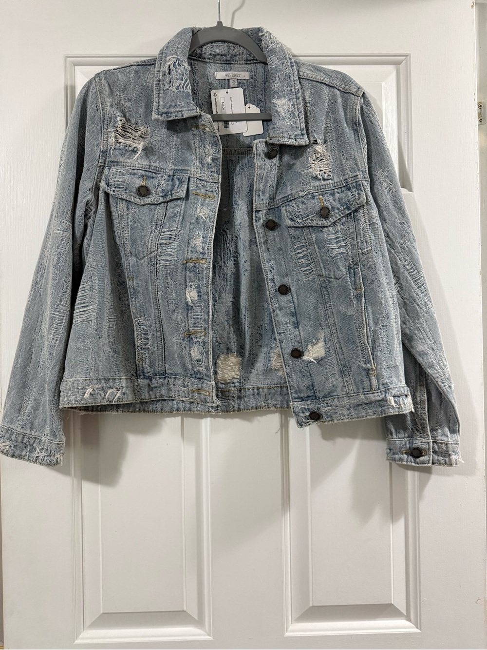 Versace Light Blue Distressed Jean Jacket
